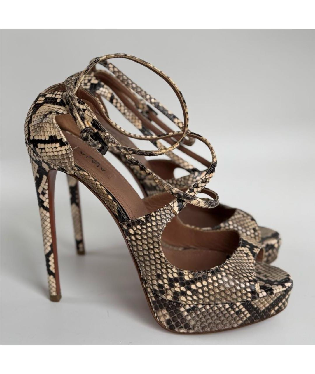 ALAIA Бежевые кожаные босоножки, фото 9