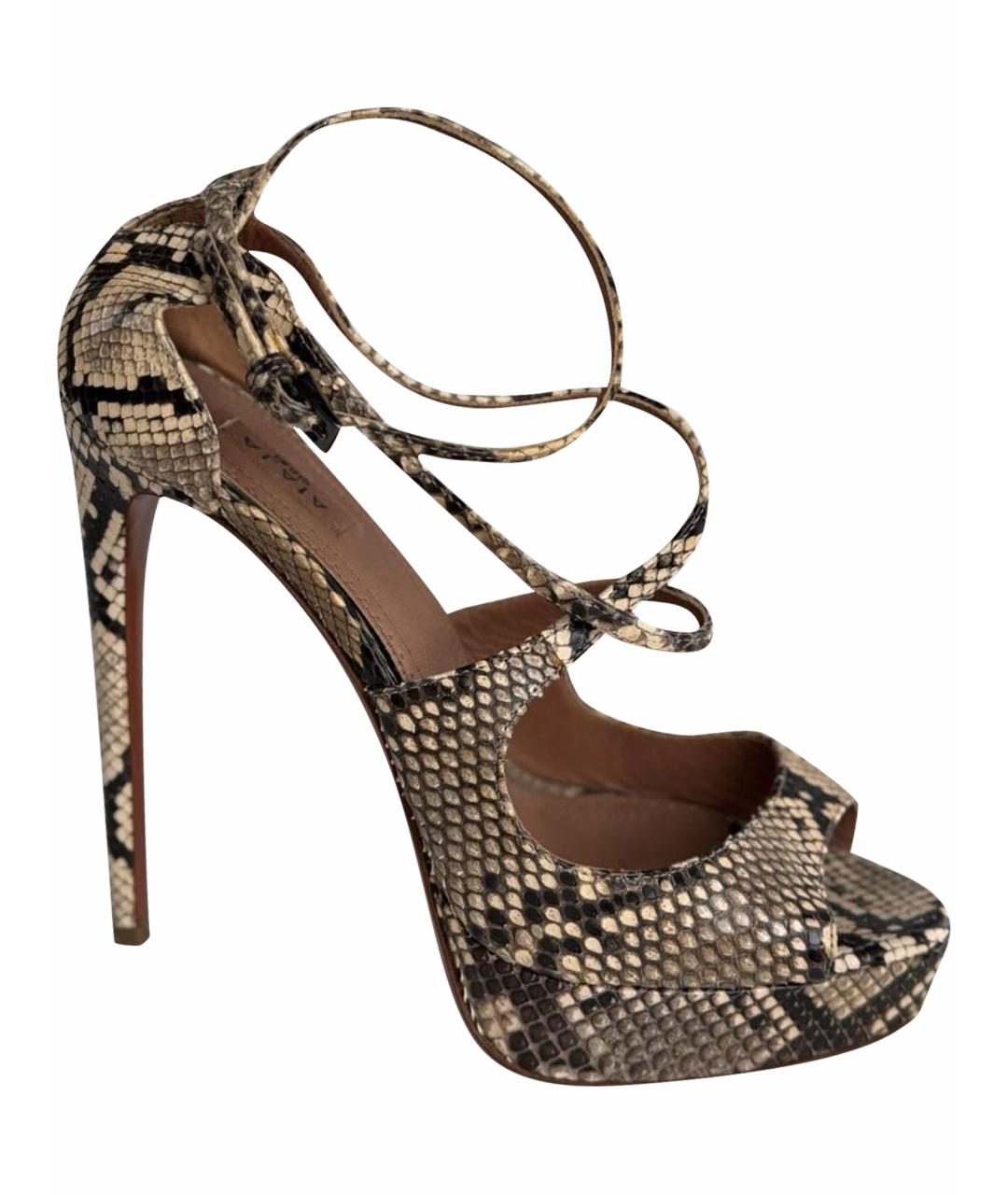 ALAIA Бежевые кожаные босоножки, фото 1