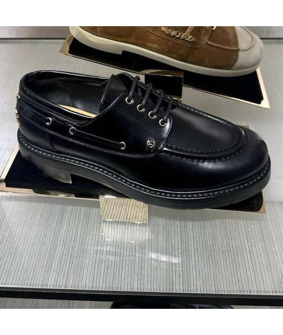 CHANEL Черные кожаные лоферы, фото 4