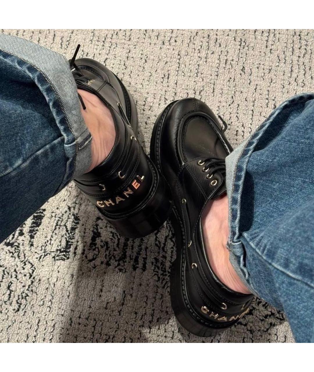CHANEL Черные кожаные лоферы, фото 2