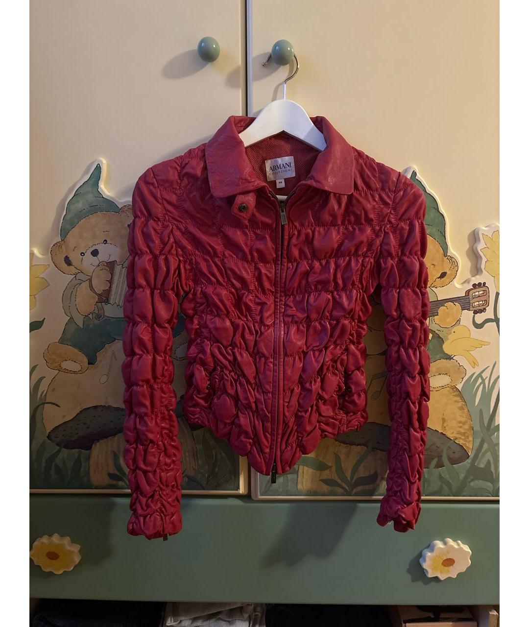 ARMANI COLLEZIONI Красная кожаная куртка, фото 9