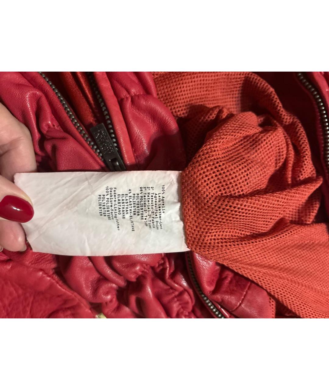 ARMANI COLLEZIONI Красная кожаная куртка, фото 7