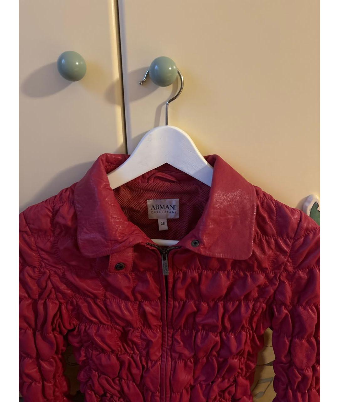 ARMANI COLLEZIONI Красная кожаная куртка, фото 3