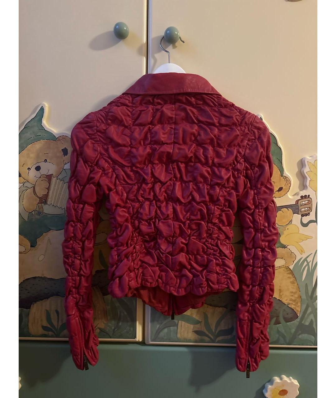 ARMANI COLLEZIONI Красная кожаная куртка, фото 2