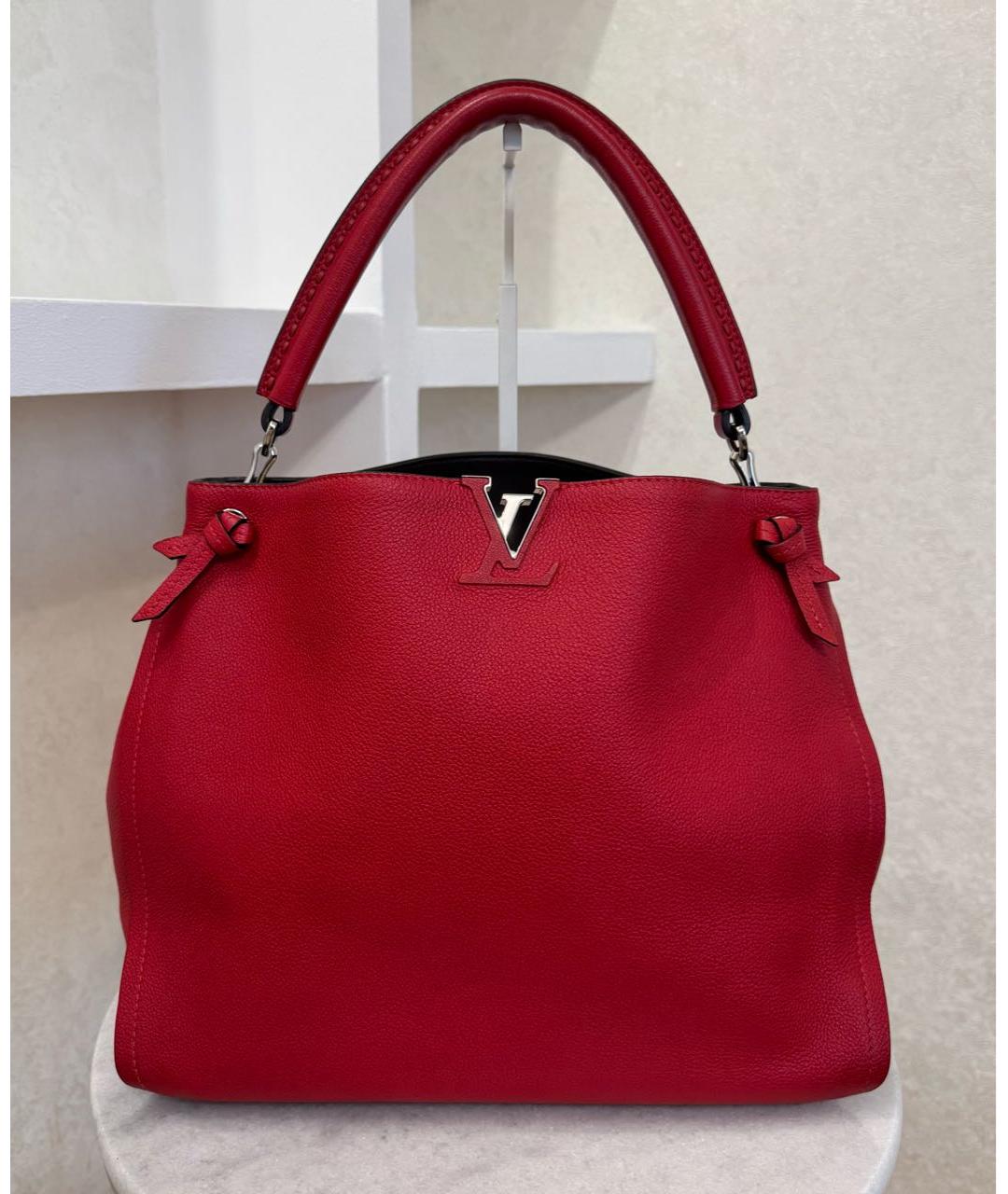 LOUIS VUITTON Красная кожаная сумка с короткими ручками, фото 2