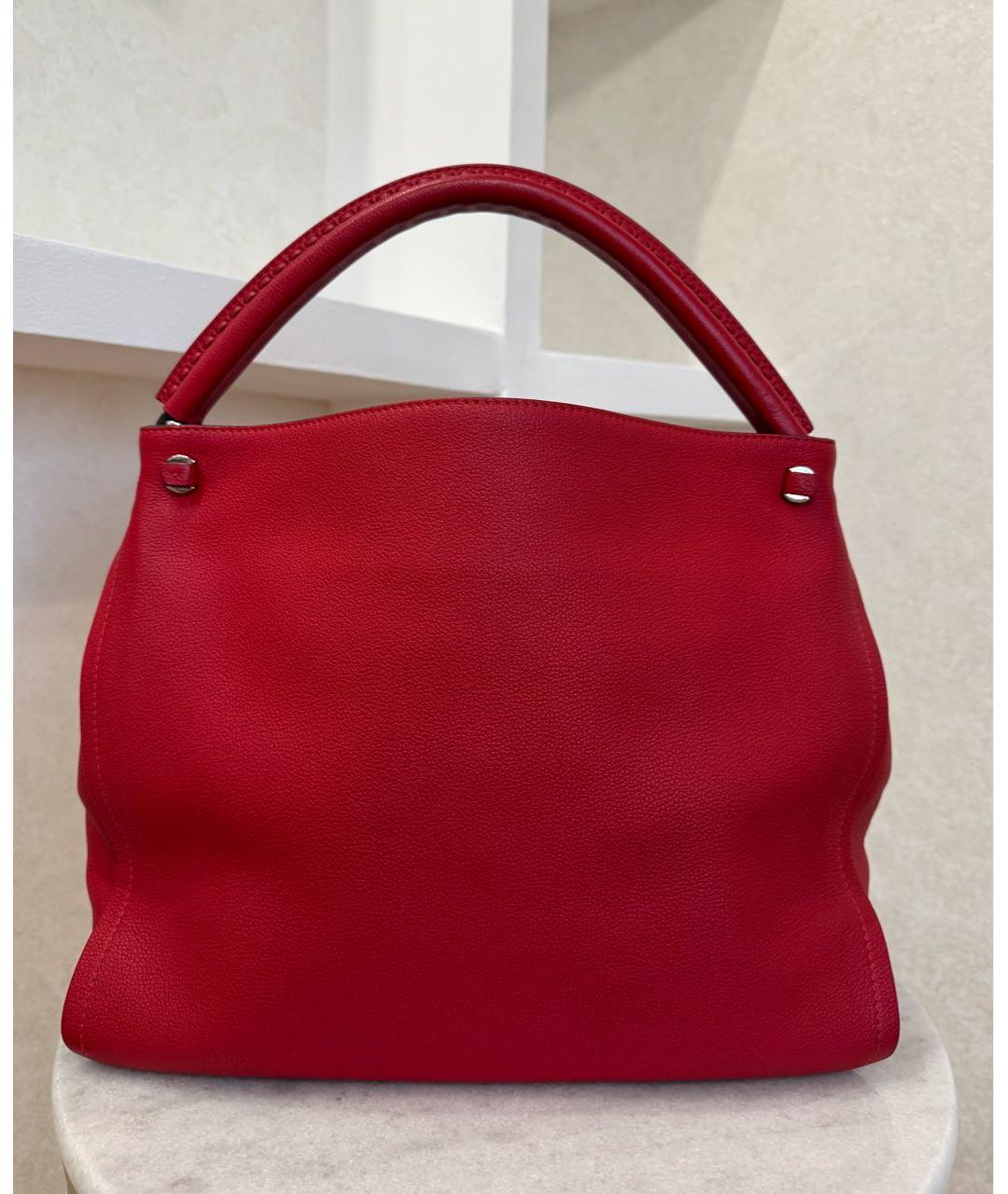 LOUIS VUITTON Красная кожаная сумка с короткими ручками, фото 6