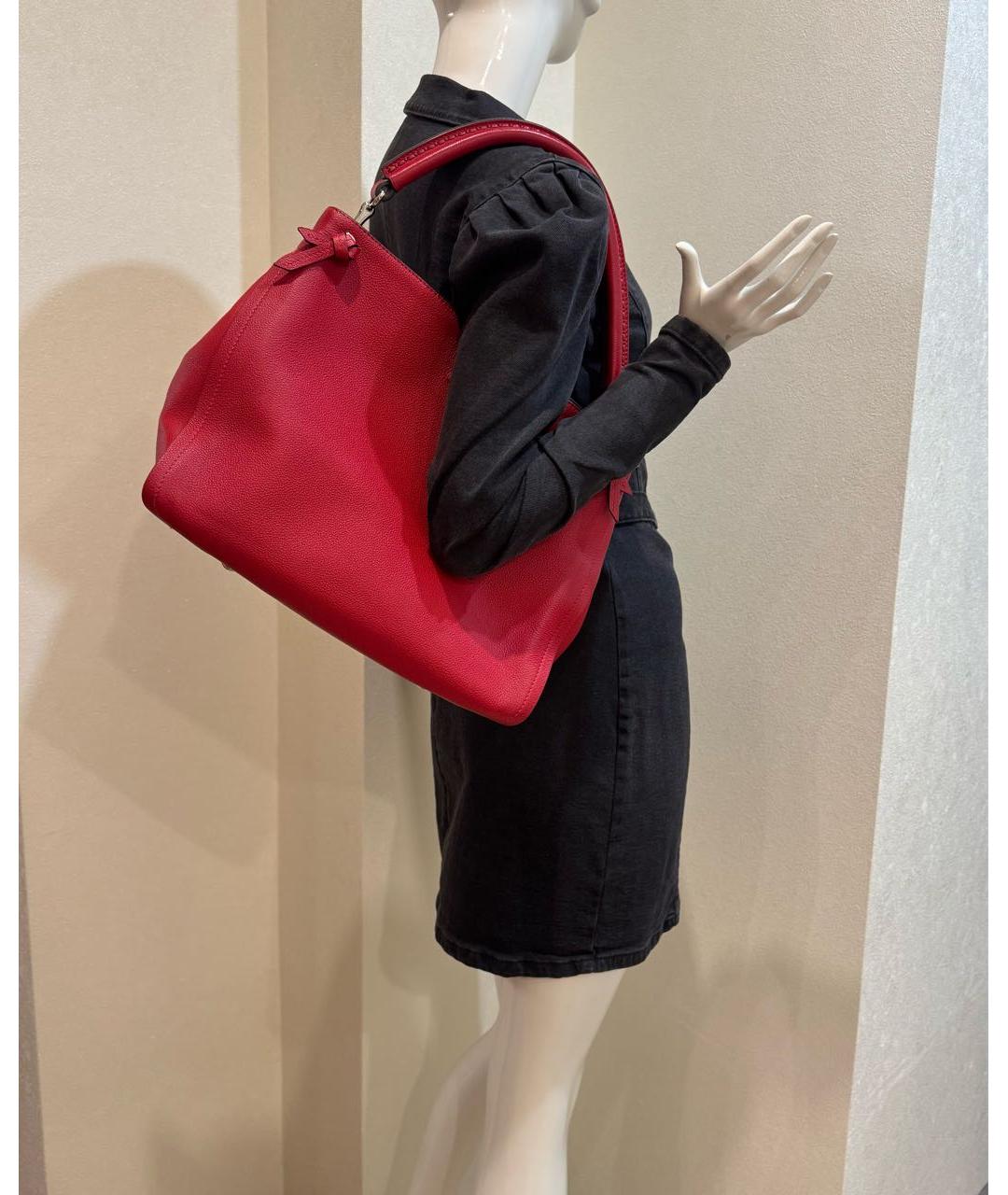 LOUIS VUITTON Красная кожаная сумка с короткими ручками, фото 4