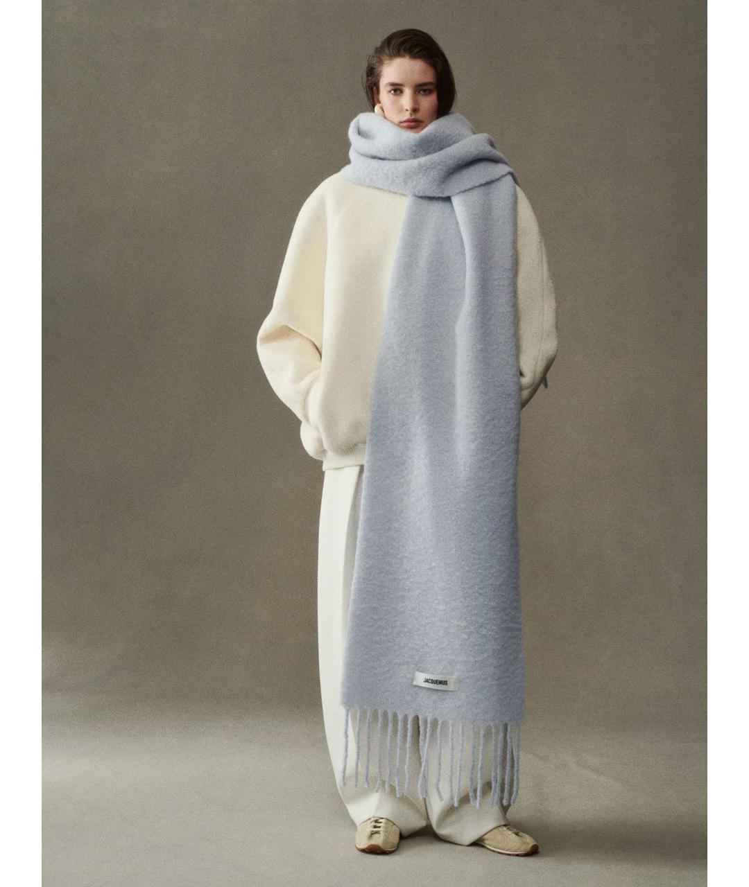 JACQUEMUS Голубой шерстяной шарф, фото 3