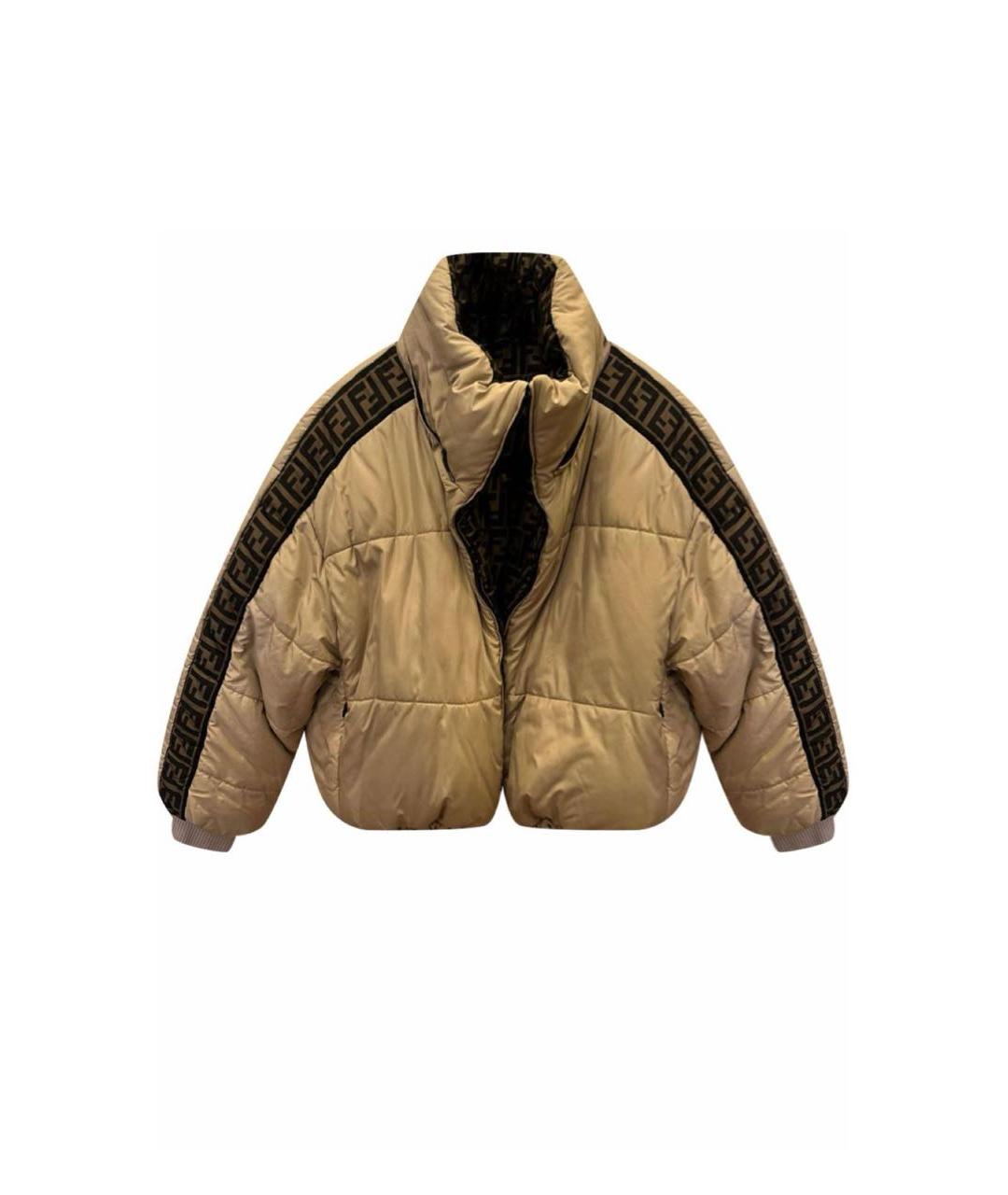 FENDI Коричневый полиамидовый пуховик, фото 1
