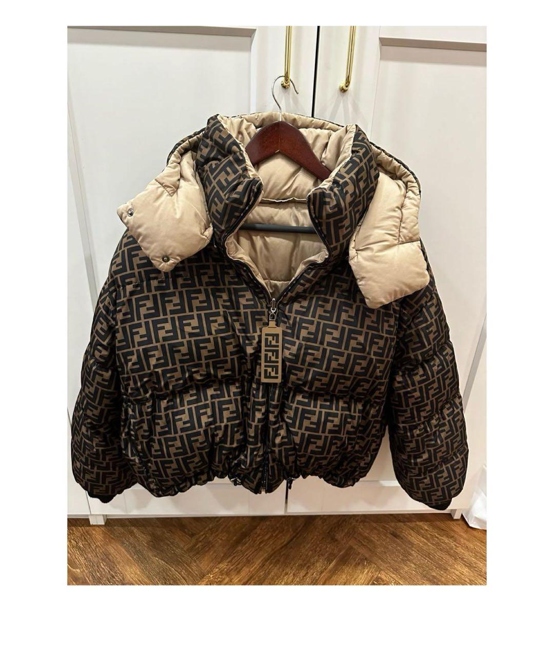 FENDI Коричневый полиамидовый пуховик, фото 2