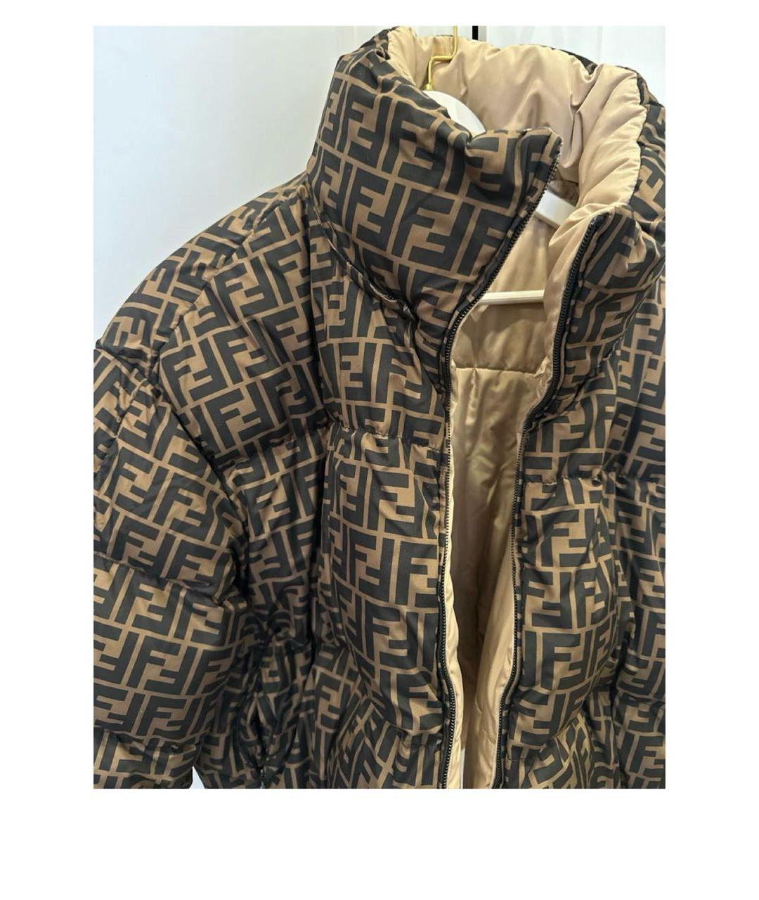 FENDI Коричневый полиамидовый пуховик, фото 3
