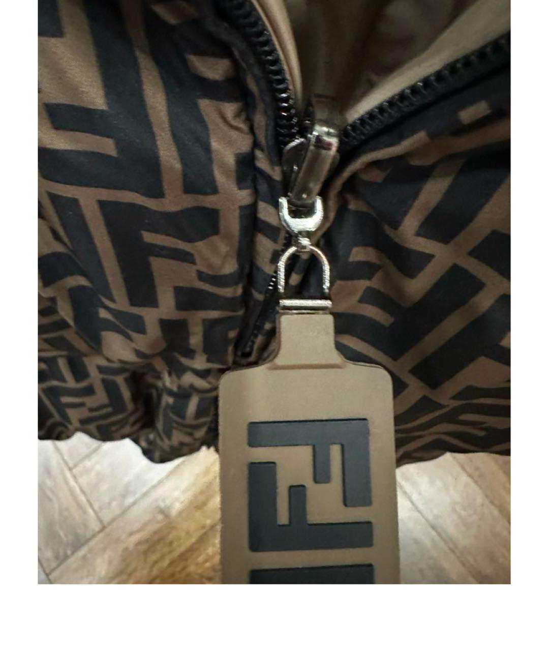 FENDI Коричневый полиамидовый пуховик, фото 4