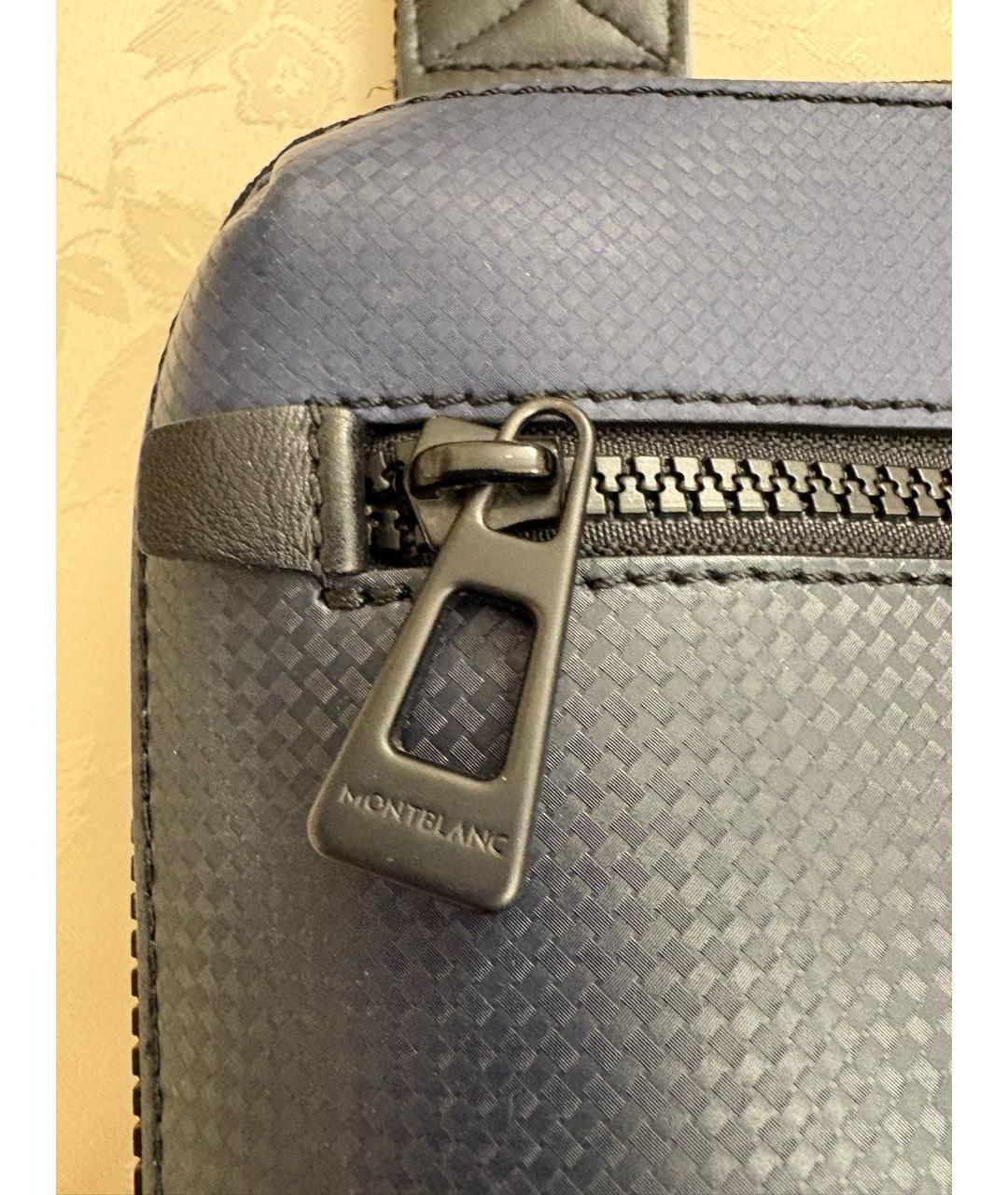 MONTBLANC Темно-синий кожаный портфель, фото 5