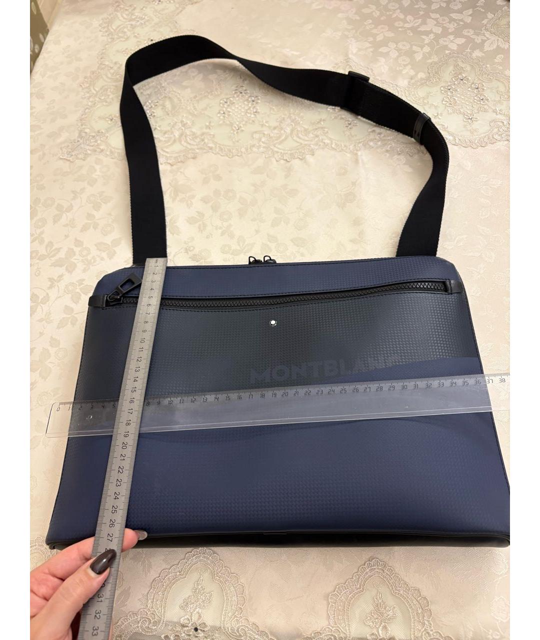 MONTBLANC Темно-синий кожаный портфель, фото 3