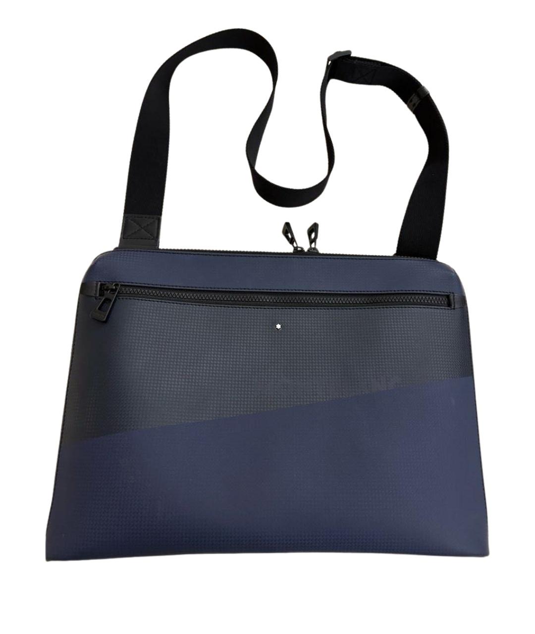 MONTBLANC Темно-синий кожаный портфель, фото 1