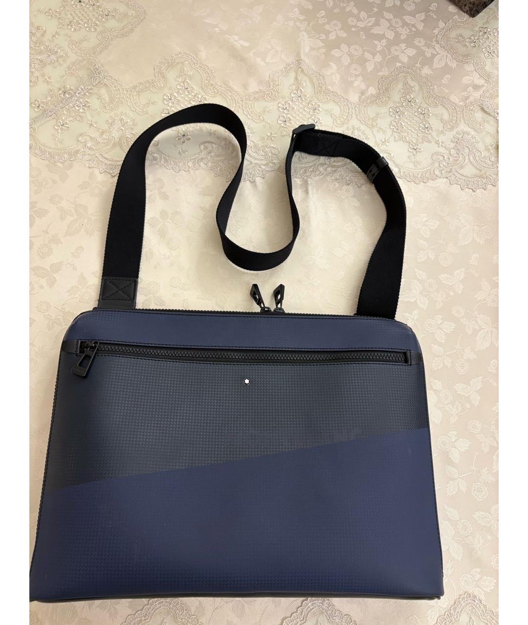 MONTBLANC Темно-синий кожаный портфель, фото 9