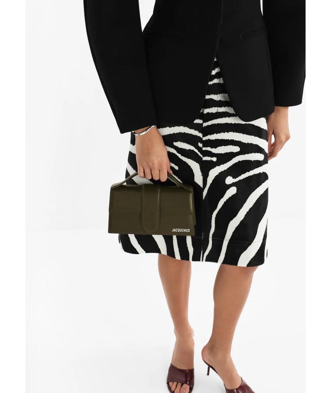 JACQUEMUS Антрацитовая кожаная сумка через плечо, фото 4