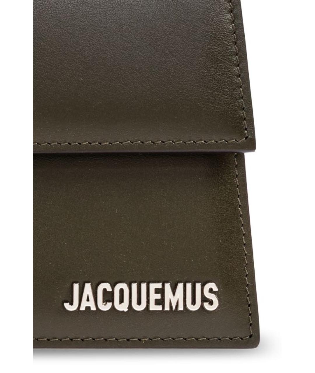 JACQUEMUS Антрацитовая кожаная сумка через плечо, фото 2