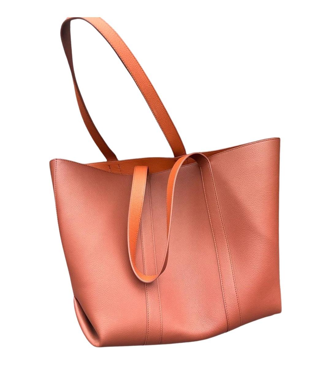 12 STOREEZ Оранжевая кожаная сумка тоут, фото 1