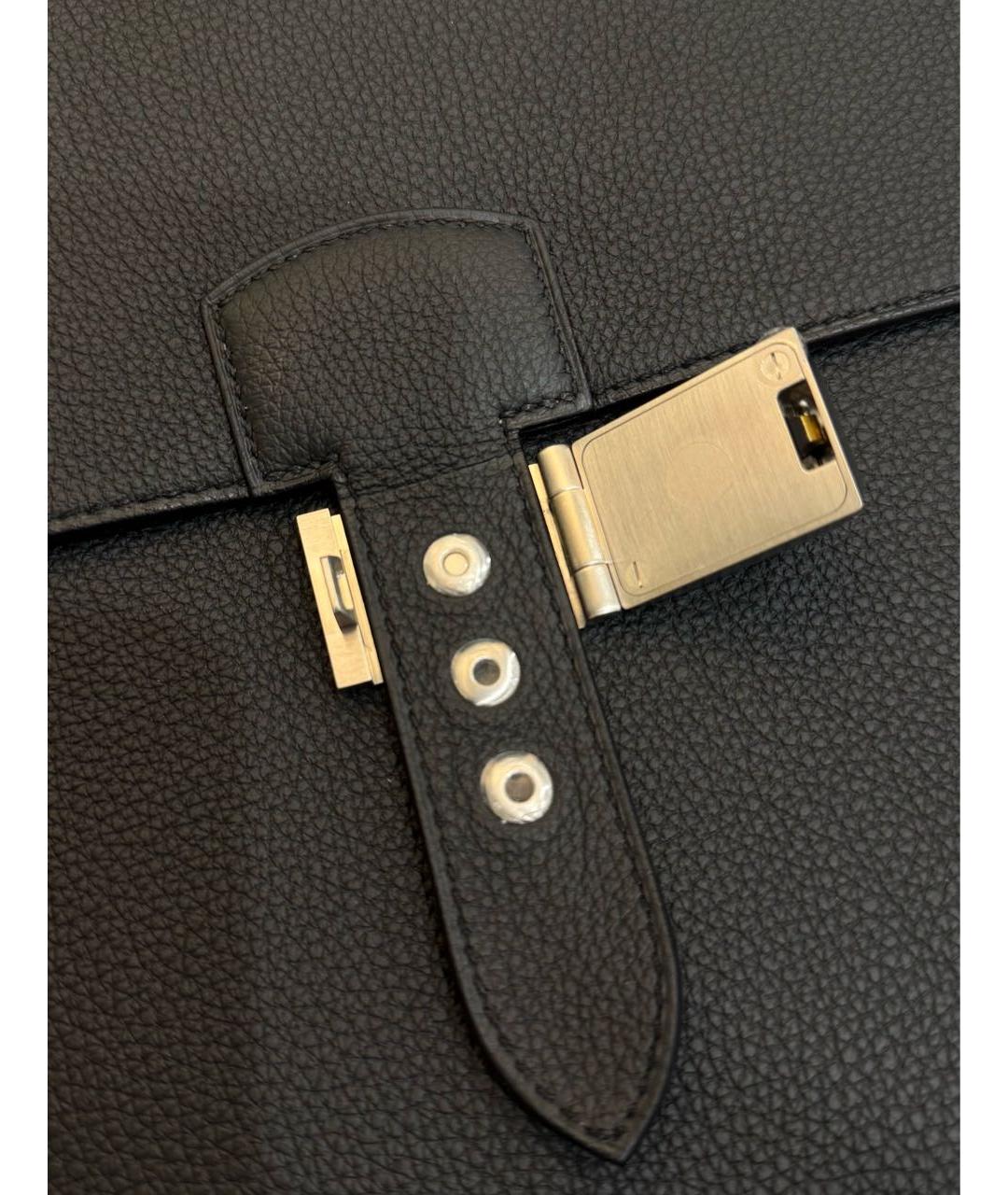 HERMES Черный кожаный портфель, фото 6