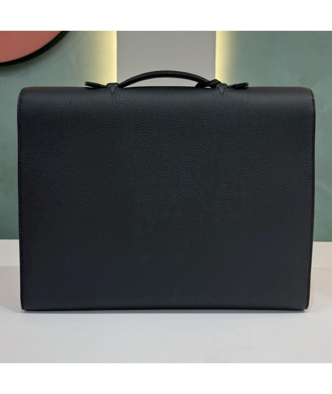 HERMES Черный кожаный портфель, фото 3