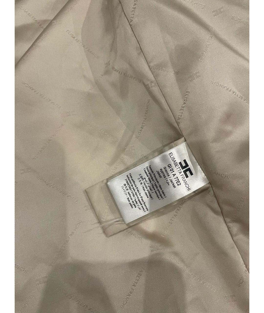 ELISABETTA FRANCHI Бежевая меховая шуба, фото 6