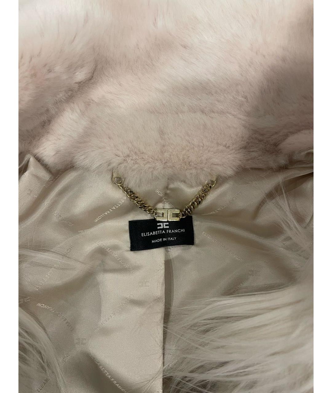 ELISABETTA FRANCHI Бежевая меховая шуба, фото 3