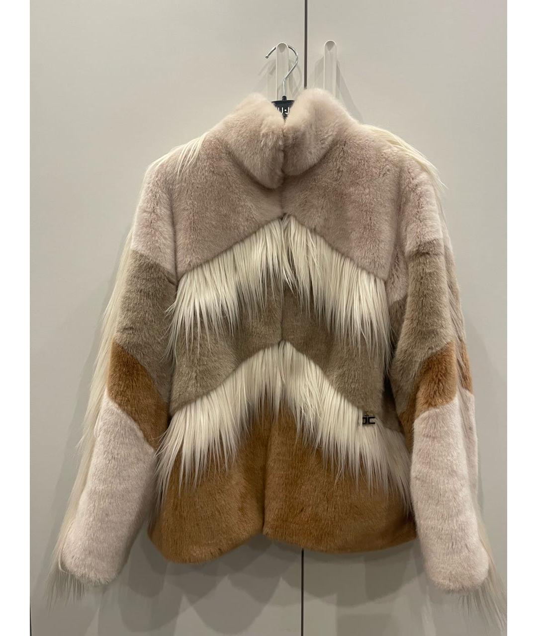 ELISABETTA FRANCHI Бежевая меховая шуба, фото 7