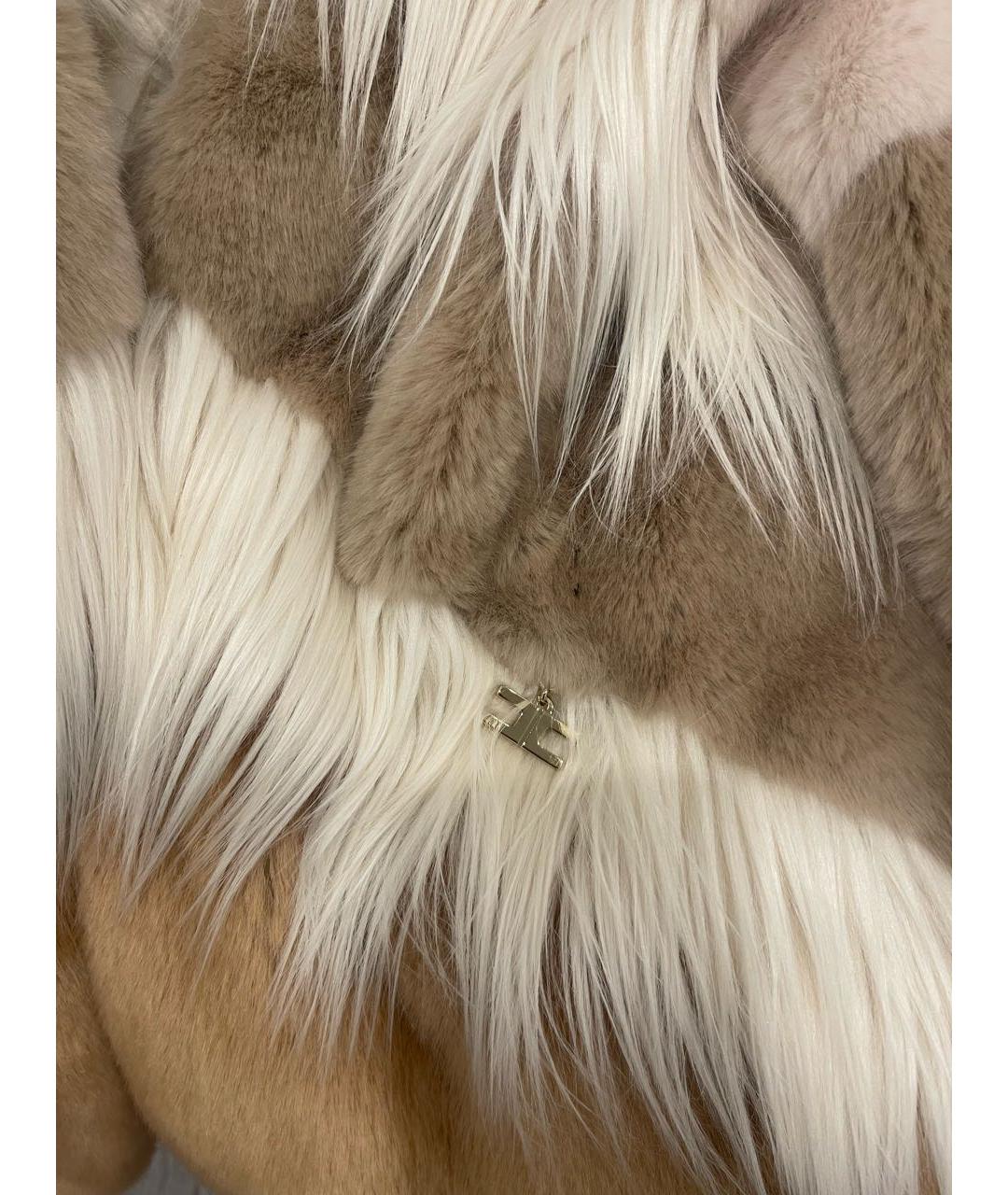 ELISABETTA FRANCHI Бежевая меховая шуба, фото 5