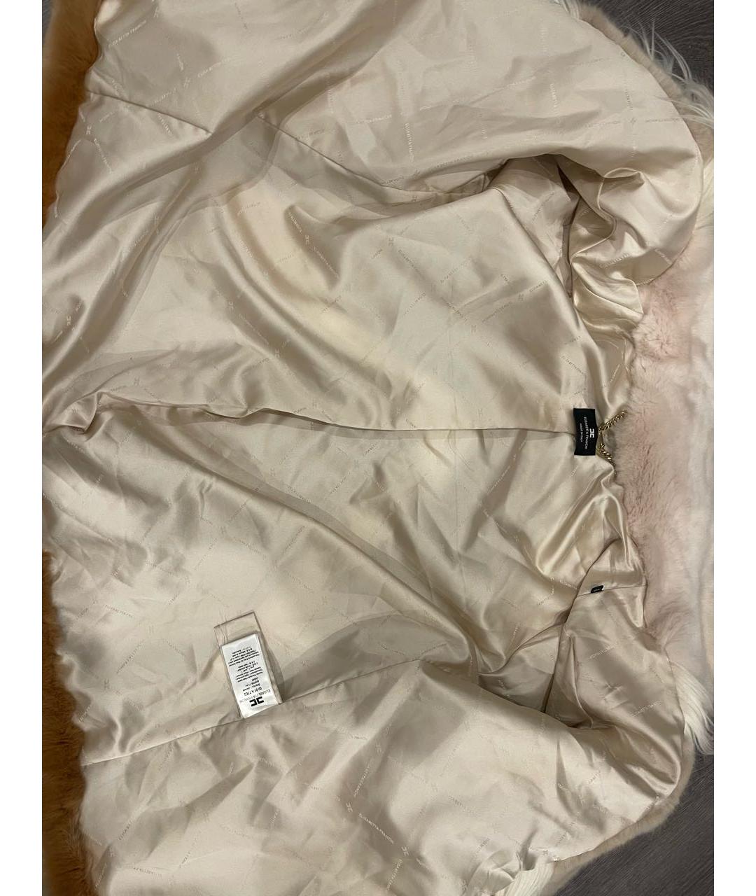 ELISABETTA FRANCHI Бежевая меховая шуба, фото 4