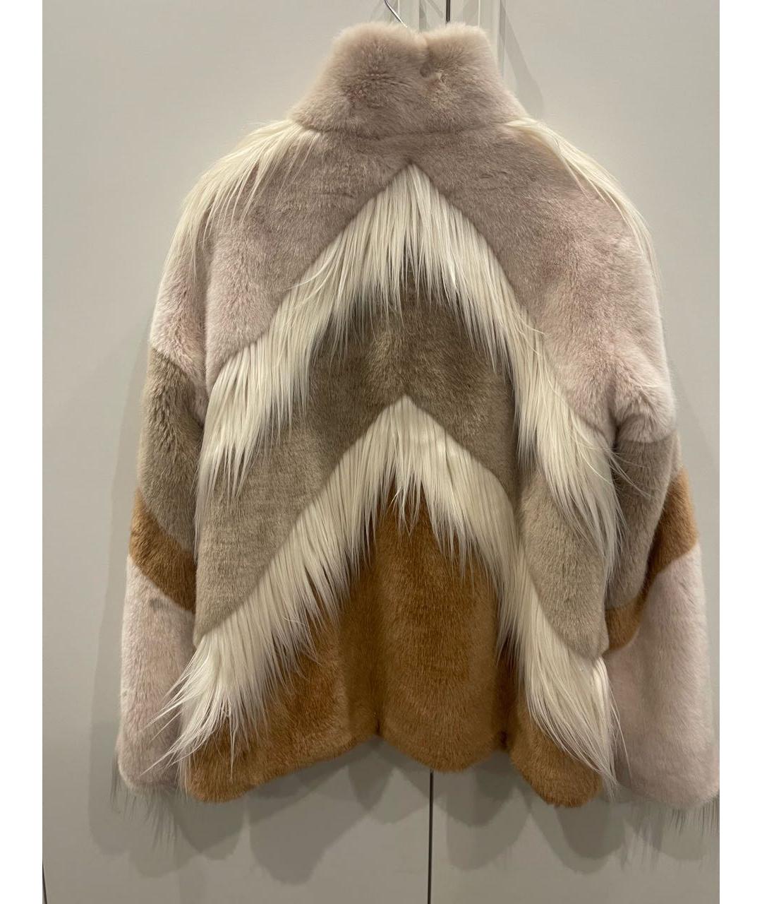 ELISABETTA FRANCHI Бежевая меховая шуба, фото 2