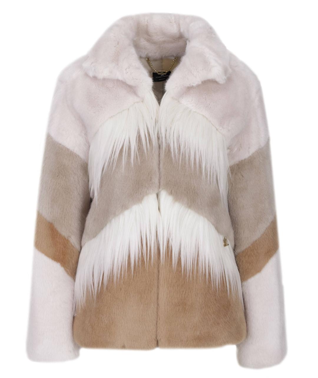 ELISABETTA FRANCHI Бежевая меховая шуба, фото 1