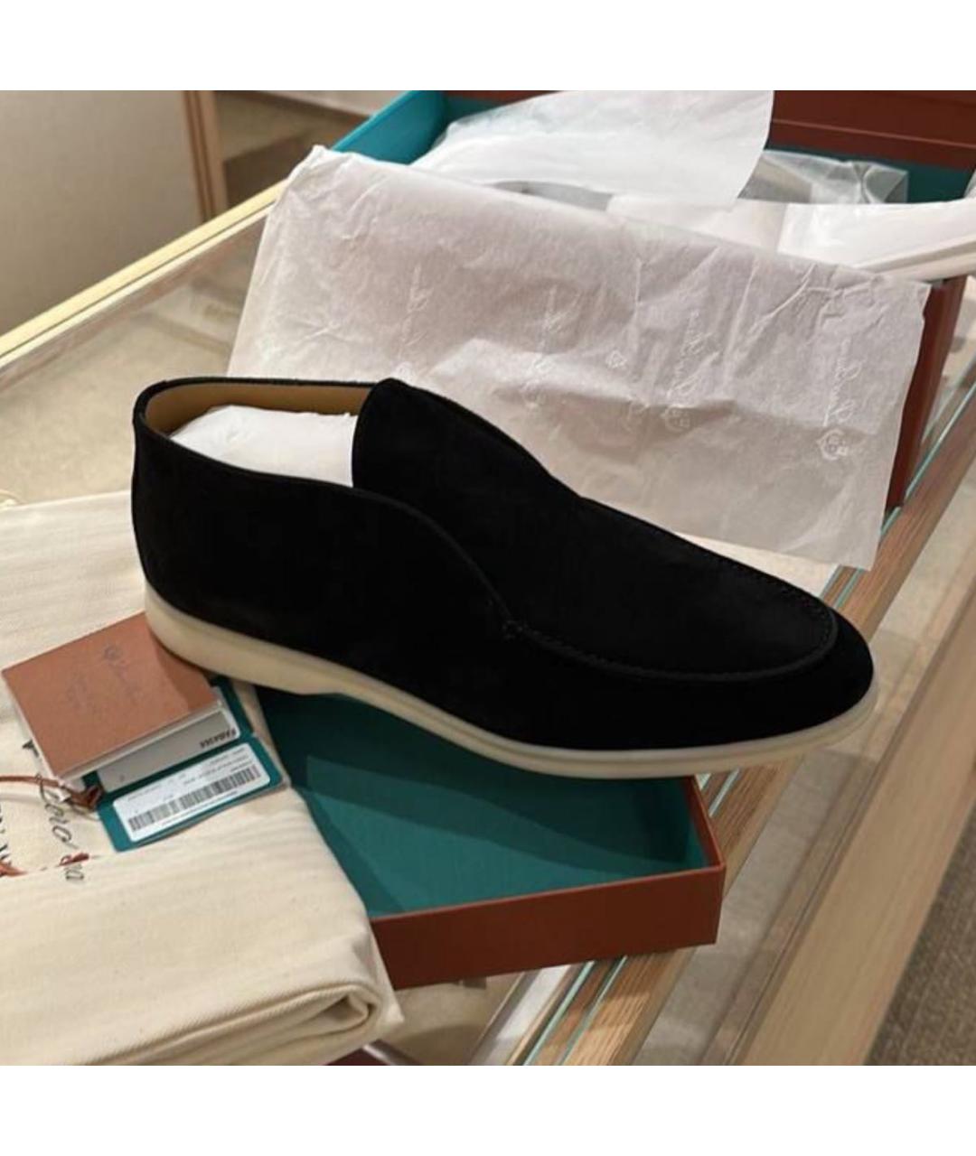 LORO PIANA Черные замшевые лоферы, фото 2