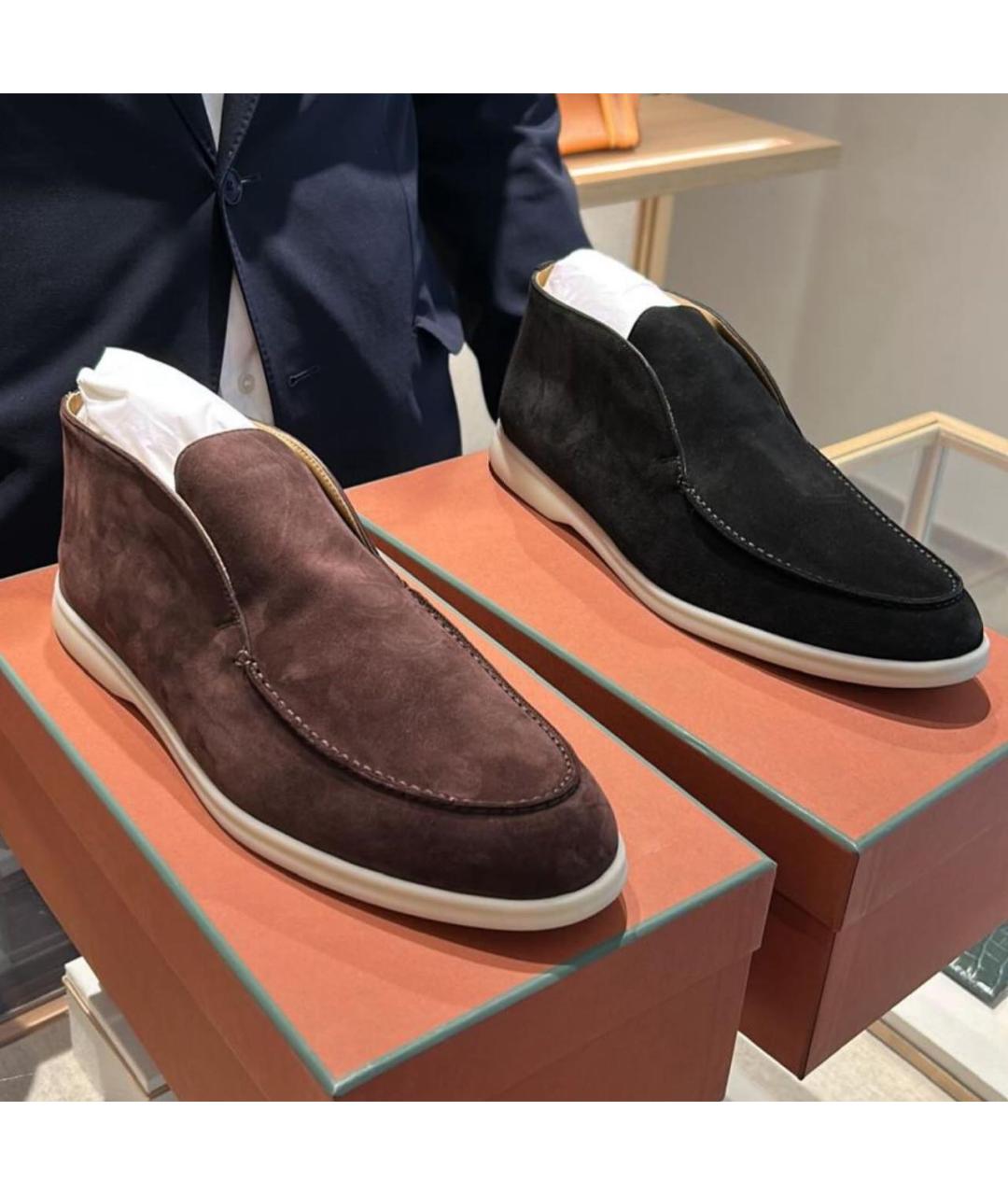 LORO PIANA Черные замшевые лоферы, фото 3