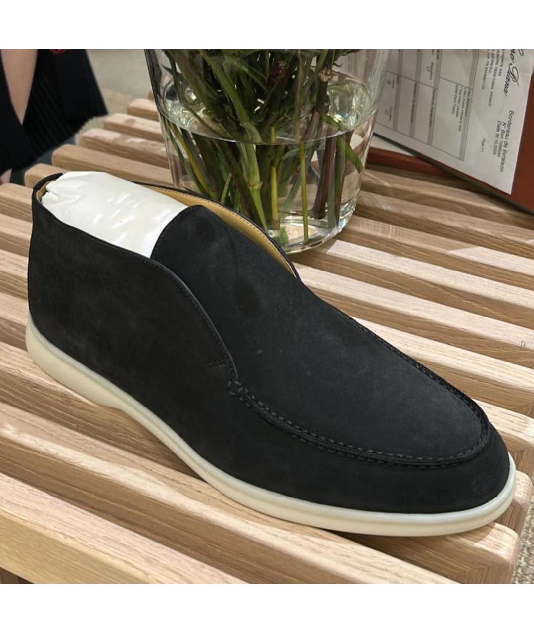 LORO PIANA Черные замшевые лоферы, фото 4