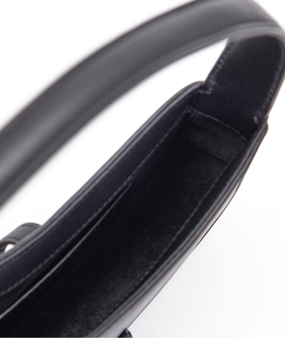 SAINT LAURENT Черная кожаная сумка с короткими ручками, фото 6