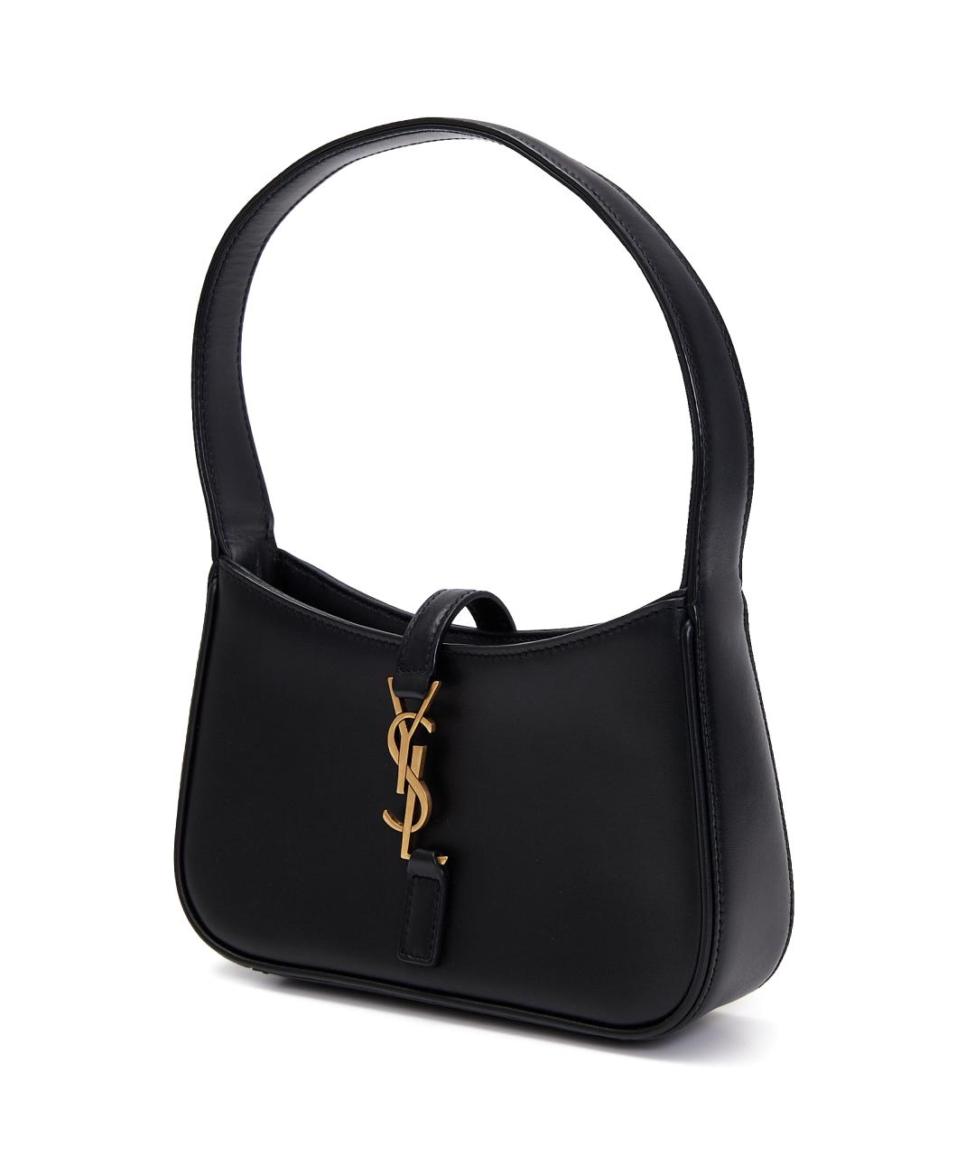 SAINT LAURENT Черная кожаная сумка с короткими ручками, фото 2