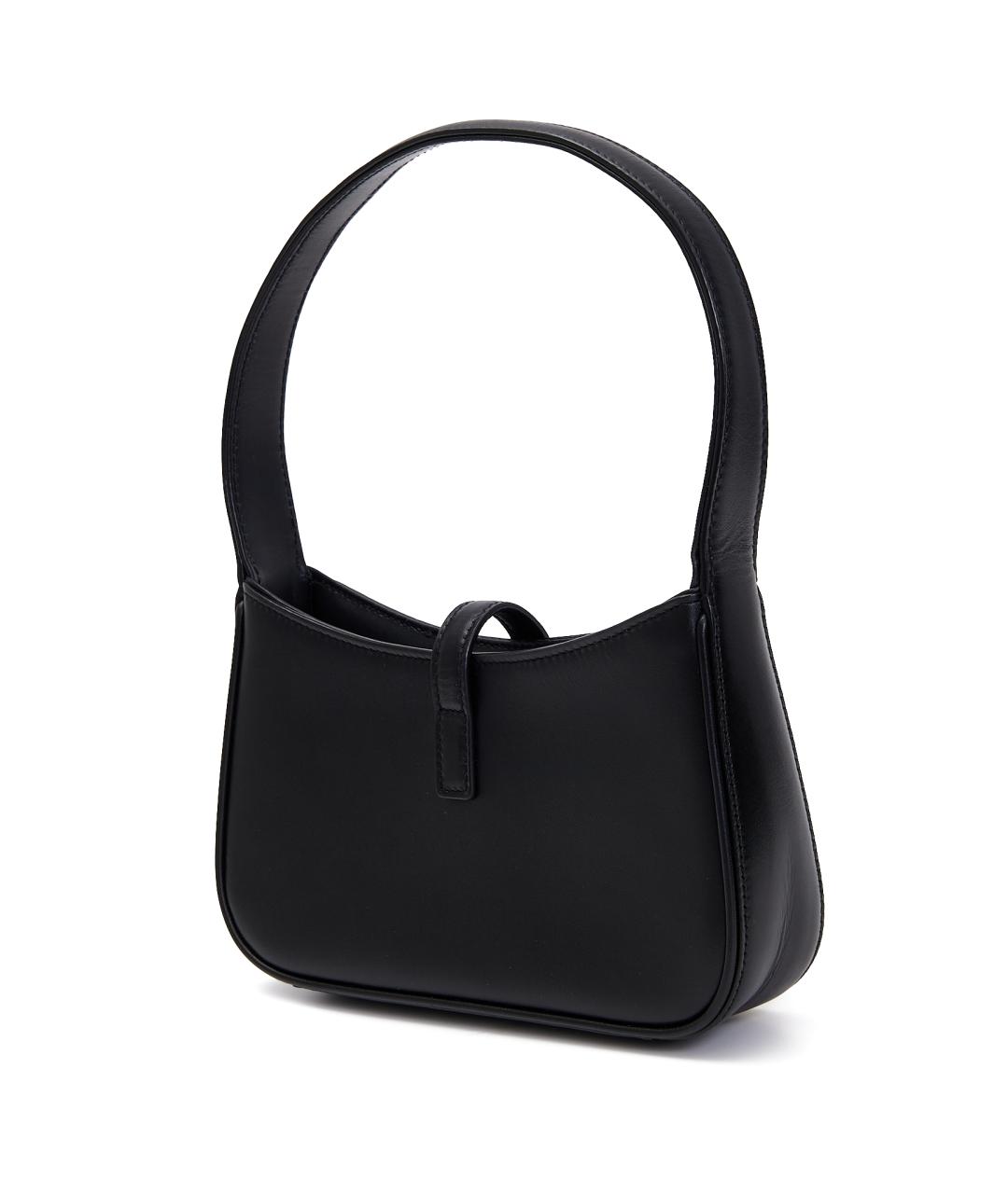 SAINT LAURENT Черная кожаная сумка с короткими ручками, фото 3