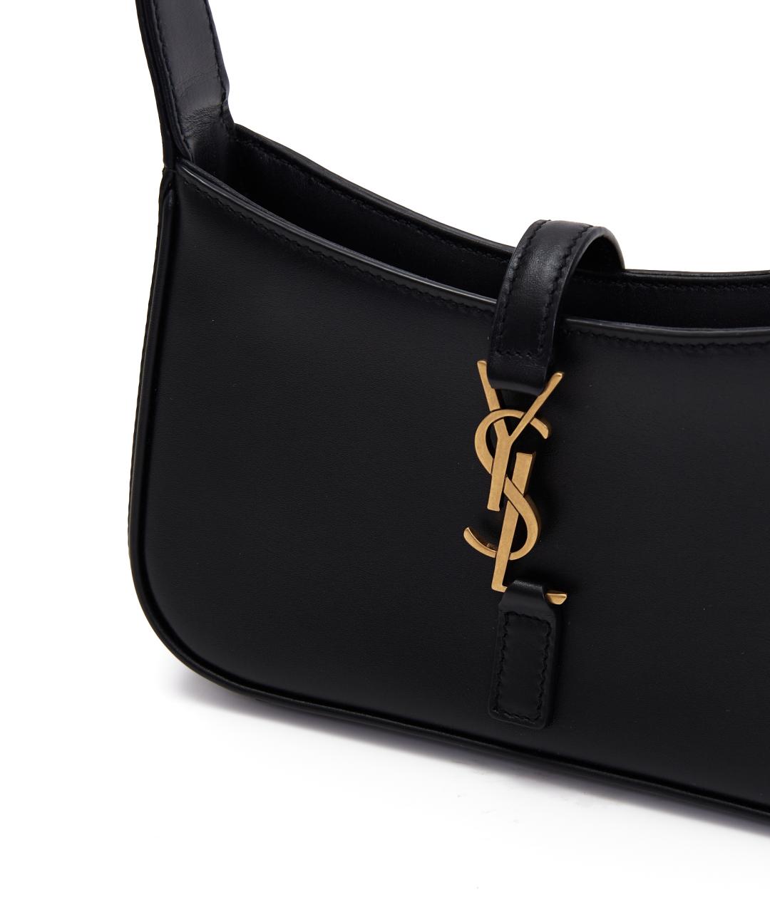 SAINT LAURENT Черная кожаная сумка с короткими ручками, фото 4