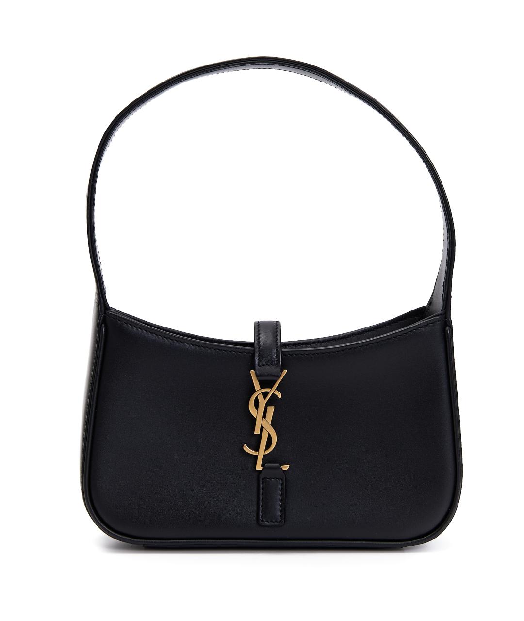 SAINT LAURENT Черная кожаная сумка с короткими ручками, фото 8