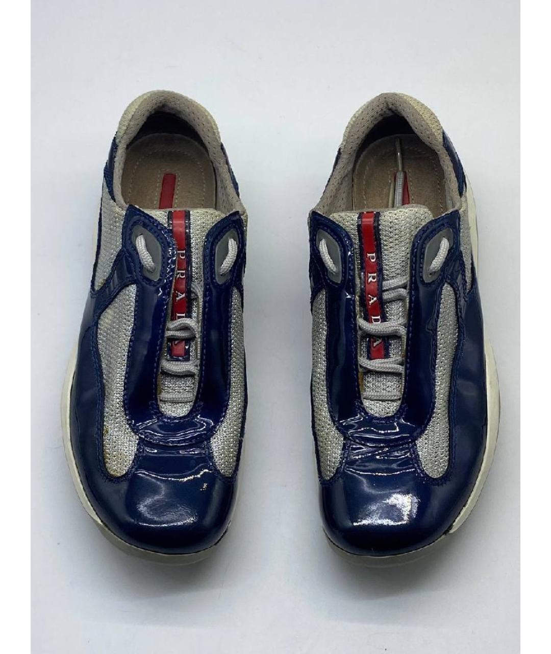 PRADA Темно-синие кроссовки из лакированной кожи, фото 3