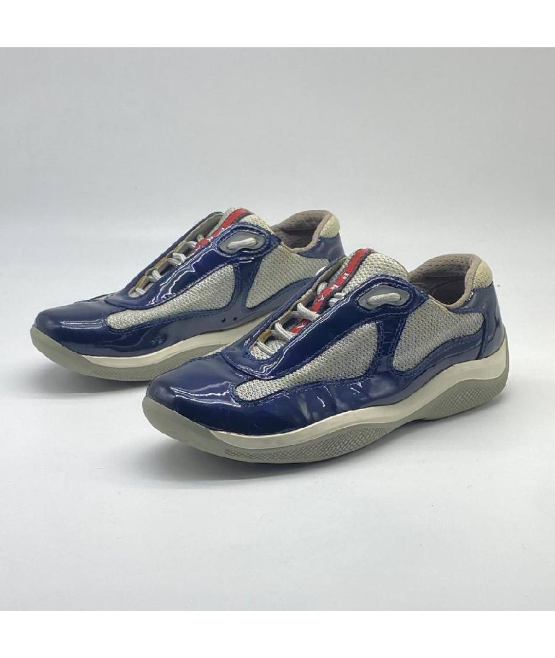 PRADA Темно-синие кроссовки из лакированной кожи, фото 2
