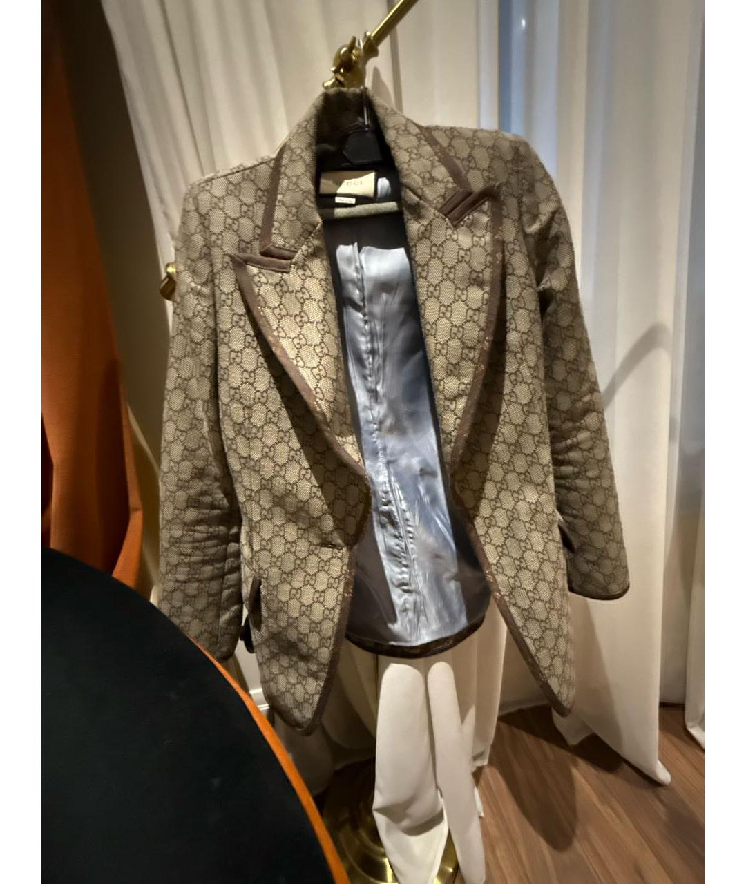 GUCCI Коричневый твидовый жакет/пиджак, фото 5