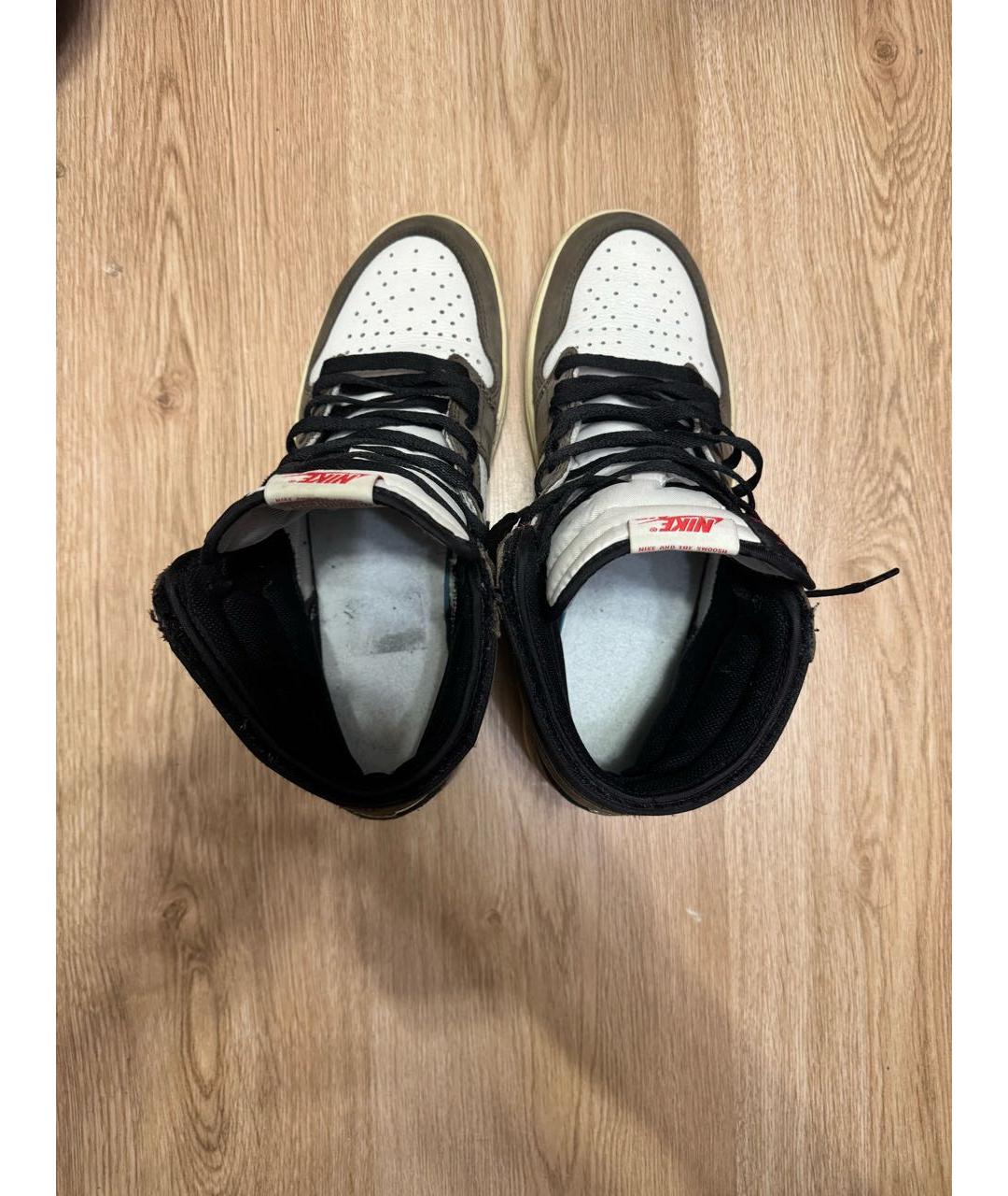 JORDAN Коричневые нубуковые высокие кроссовки / кеды, фото 3