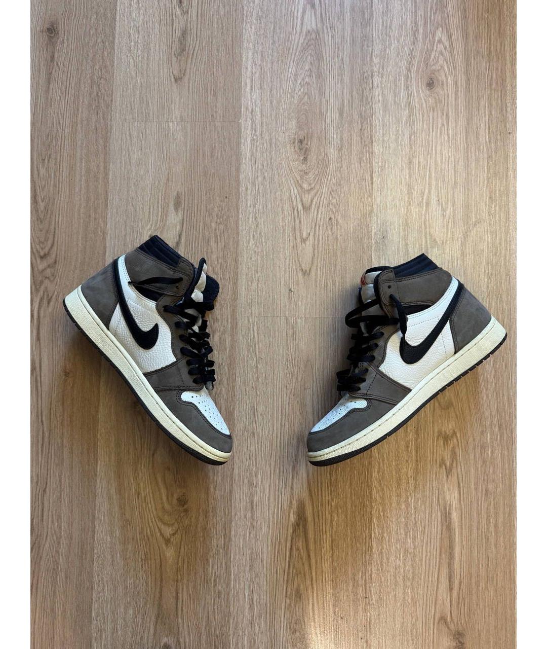 JORDAN Коричневые нубуковые высокие кроссовки / кеды, фото 6