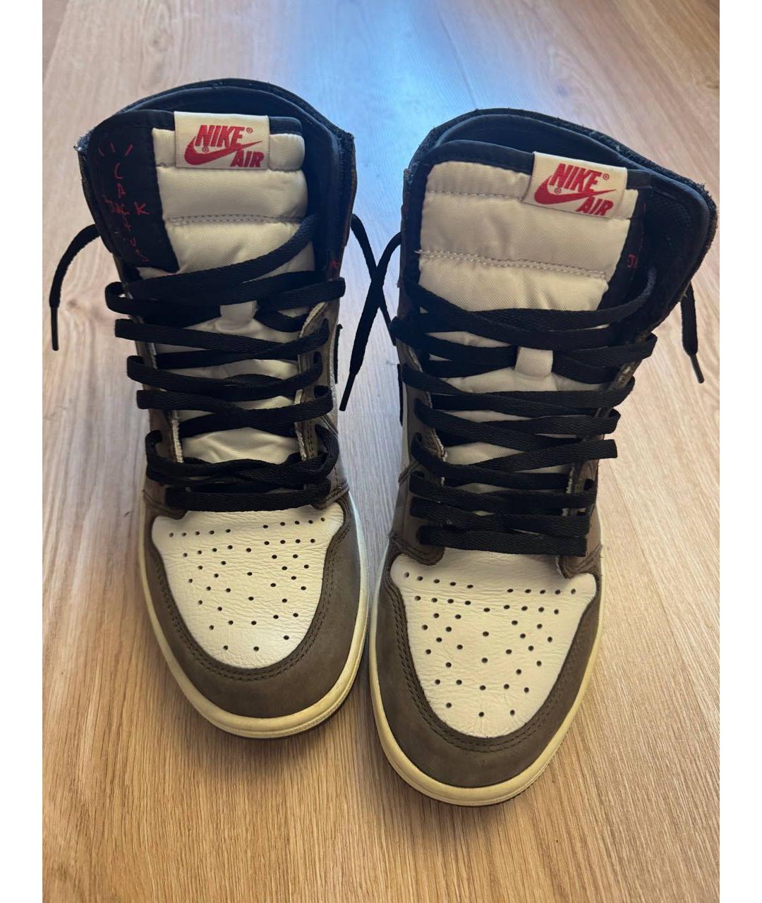 JORDAN Коричневые нубуковые высокие кроссовки / кеды, фото 2