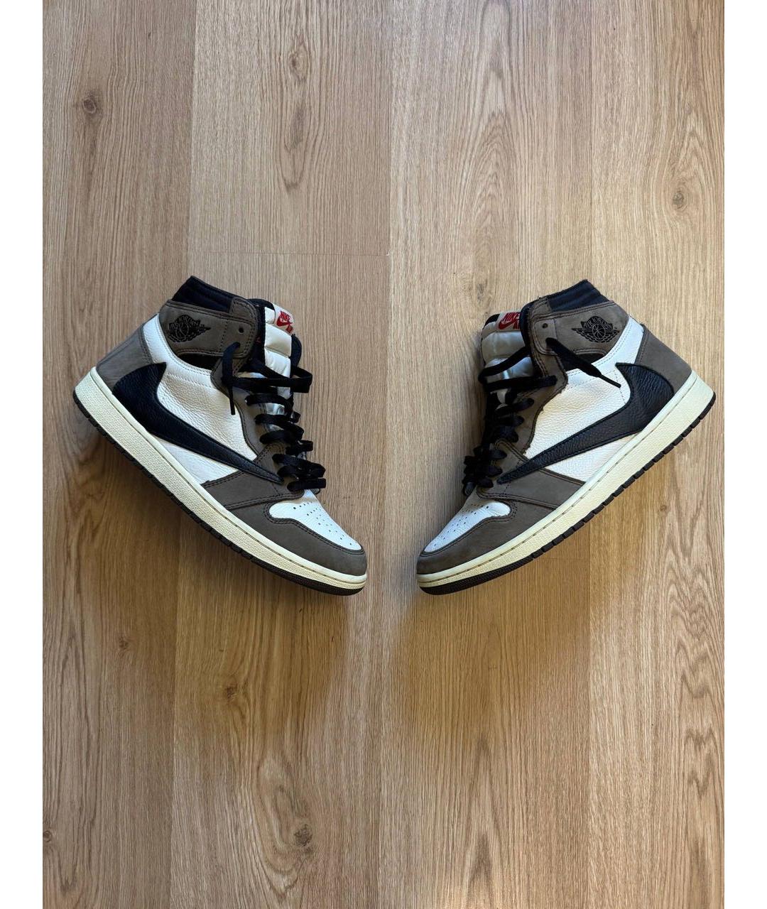 JORDAN Коричневые нубуковые высокие кроссовки / кеды, фото 7