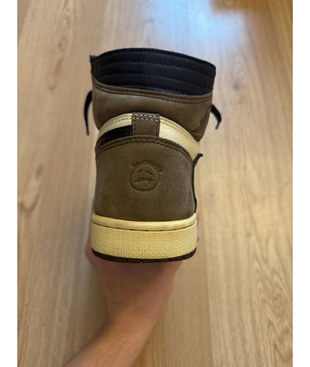 JORDAN Коричневые нубуковые высокие кроссовки / кеды, фото 4