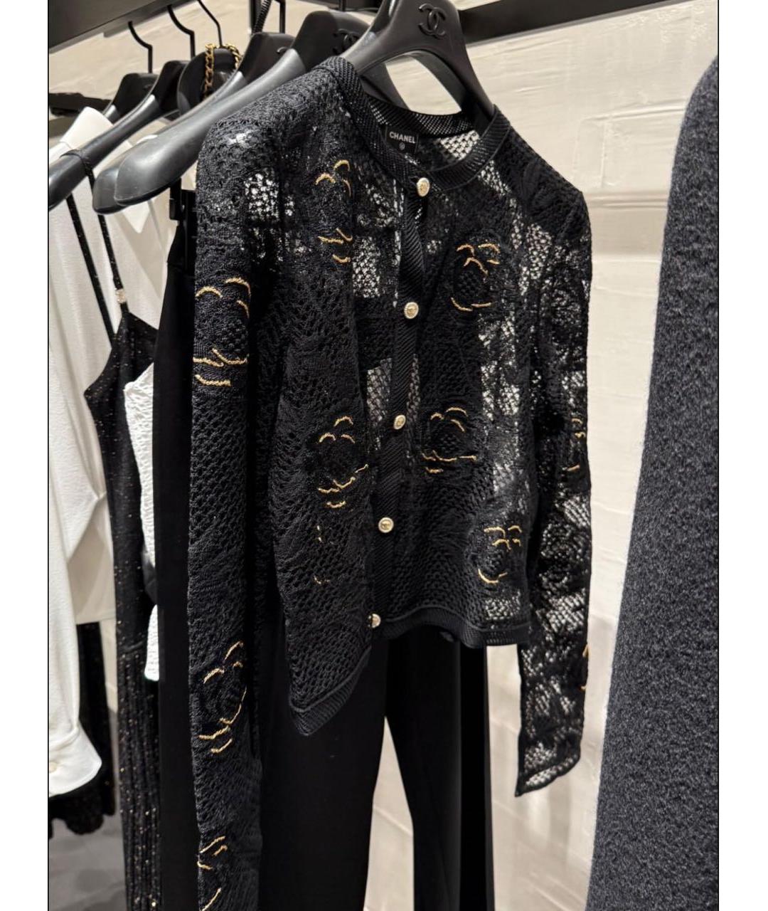 CHANEL Черный хлопковый кардиган, фото 2