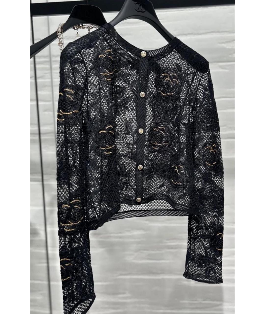 CHANEL Черный хлопковый кардиган, фото 3